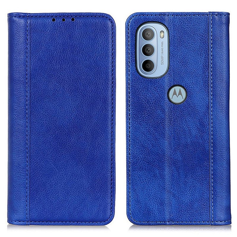 Folio-fodral Moto G41 / G31 Läderfodral Elegance Split Litchi Läder