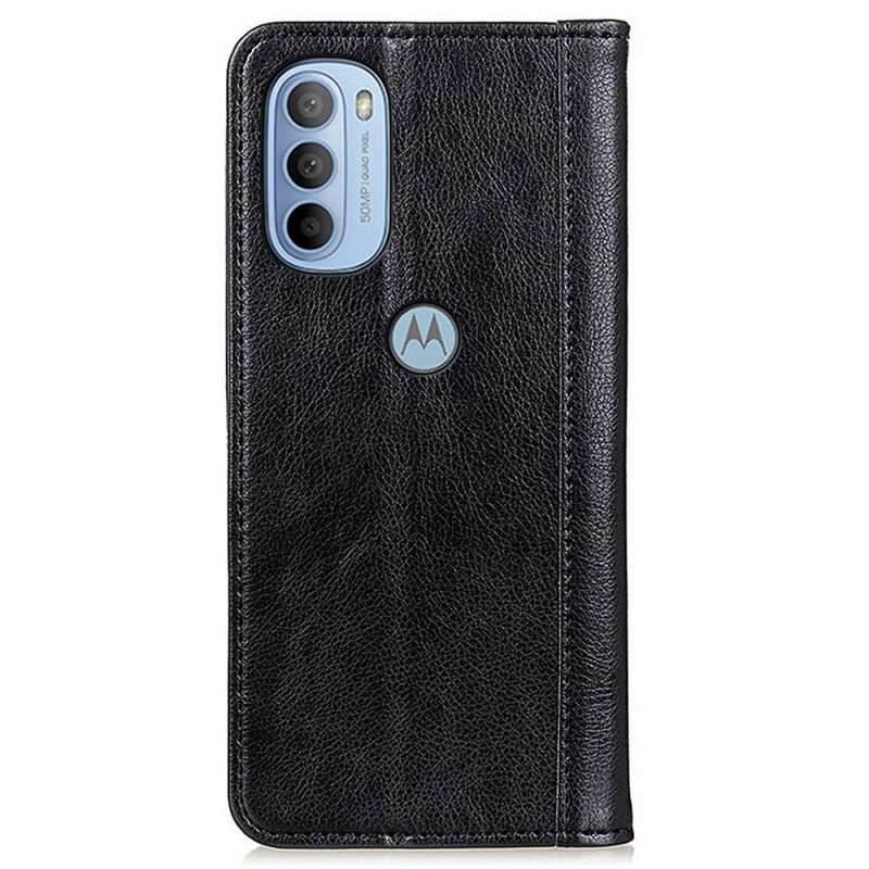 Folio-fodral Moto G41 / G31 Läderfodral Elegance Split Litchi Läder