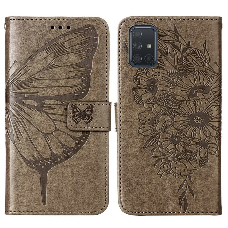 Fodral Samsung Galaxy A51 Butterfly Design Med Lanyard