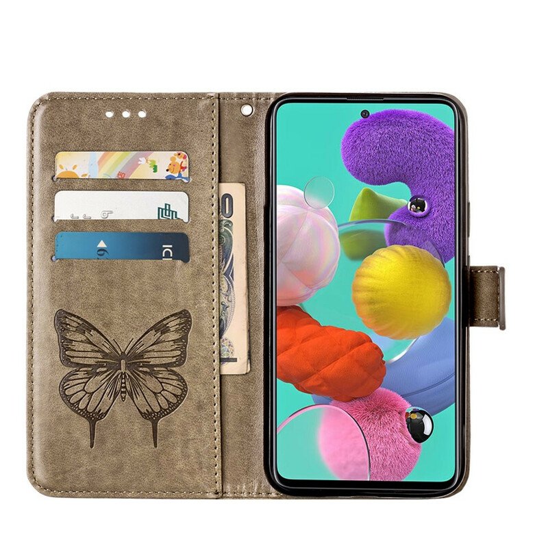 Fodral Samsung Galaxy A51 Butterfly Design Med Lanyard