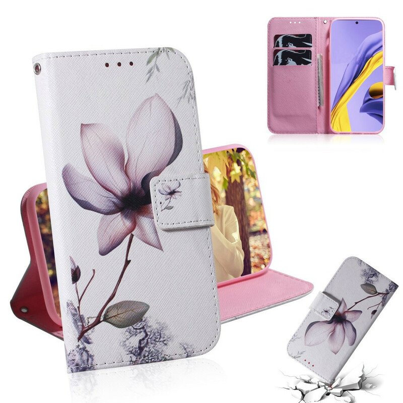 Folio-fodral Samsung Galaxy A51 Blomma Dusty Pink