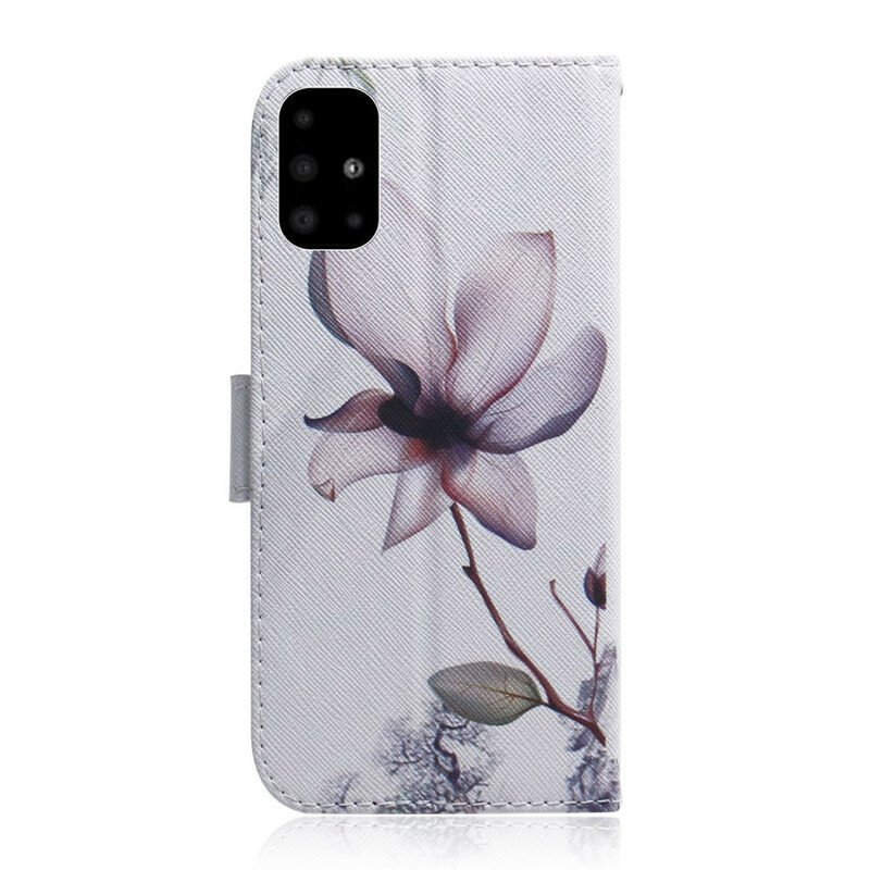 Folio-fodral Samsung Galaxy A51 Blomma Dusty Pink