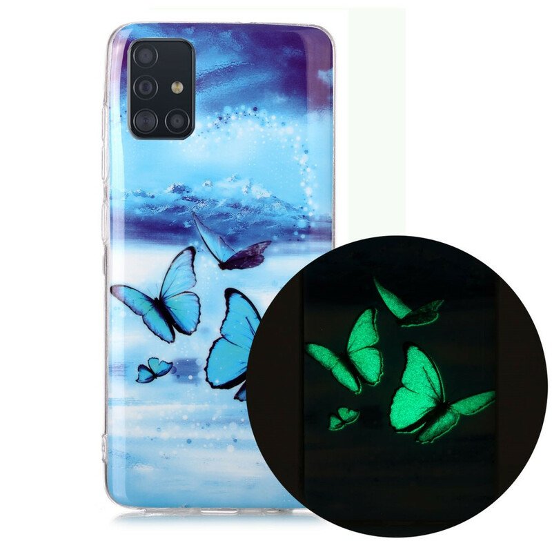 Mobilskal Samsung Galaxy A51 Fluorescerande Fjärilar-serien