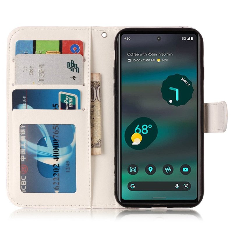 Fodral Google Pixel 7A Med Kedjar Färgglada Stringfjärilar