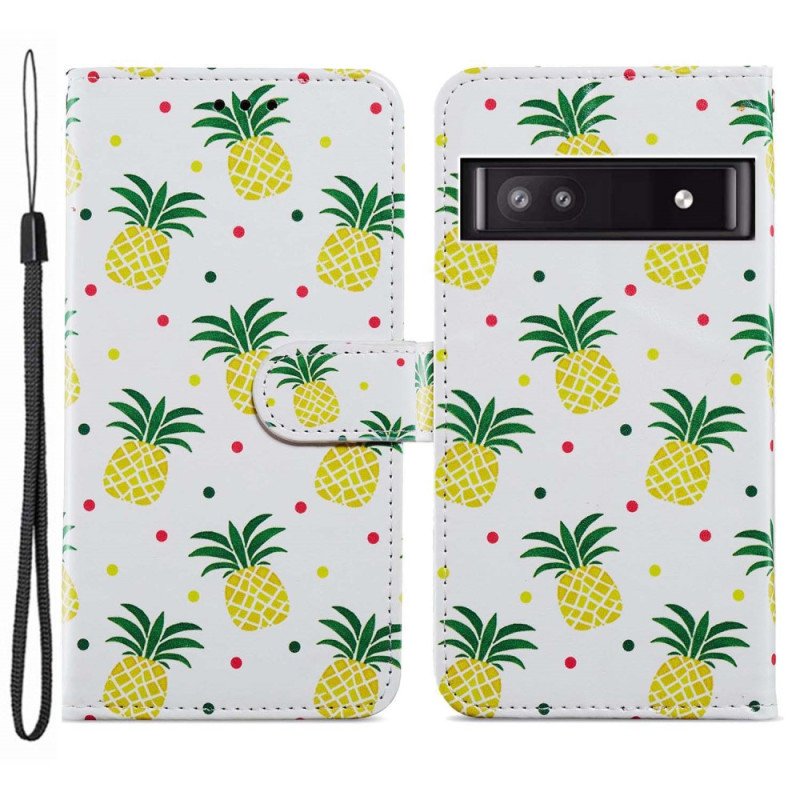 Fodral Google Pixel 7A Med Kedjar Strappy Ananas